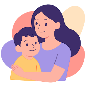 Mãe abraçada com o filho